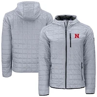 Men's Cutter & Buck  Gray Nebraska Huskers Rainier Eco PrimaLoft Hooded Full-Zip Jacket