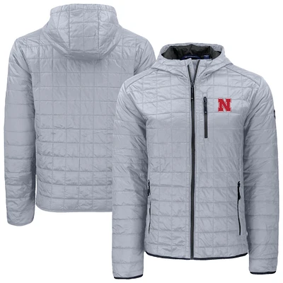 Men's Cutter & Buck  Gray Nebraska Huskers Rainier Eco PrimaLoft Hooded Full-Zip Jacket