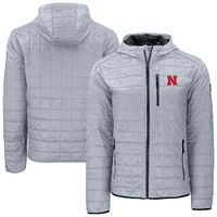 Men's Cutter & Buck  Gray Nebraska Huskers Rainier Eco PrimaLoft Hooded Full-Zip Jacket