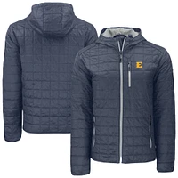 Men's Cutter & Buck  Anthracite ETSU Buccaneers Rainier Eco PrimaLoft Hooded Full-Zip Jacket