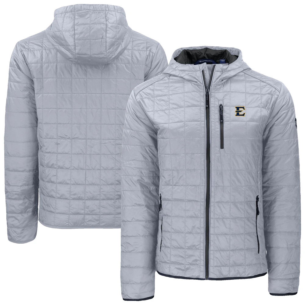 Men's Cutter & Buck Gray ETSU Buccaneers Rainier Eco PrimaLoft Hooded Full-Zip Jacket