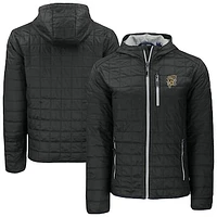 Men's Cutter & Buck  Black Grambling Tigers Rainier Eco PrimaLoft Hooded Full-Zip Jacket