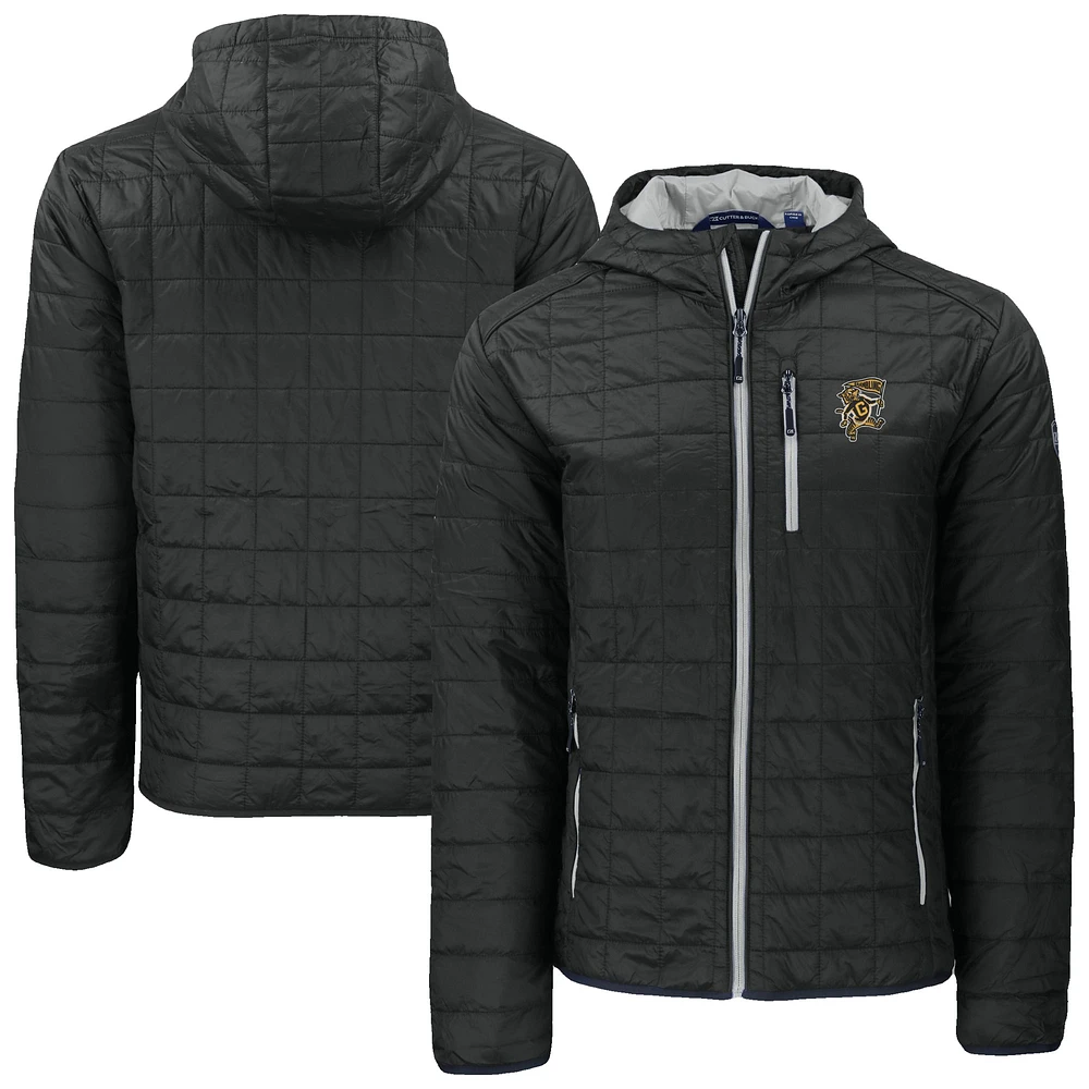 Men's Cutter & Buck Black Grambling Tigers Rainier Eco PrimaLoft Hooded Full-Zip Jacket