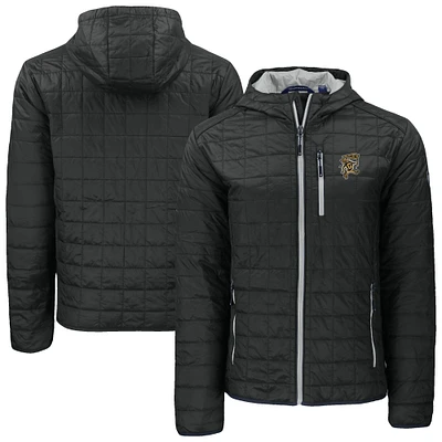 Men's Cutter & Buck  Black Grambling Tigers Rainier Eco PrimaLoft Hooded Full-Zip Jacket