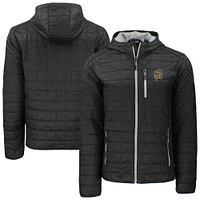 Men's Cutter & Buck  Black Grambling Tigers Rainier Eco PrimaLoft Hooded Full-Zip Jacket