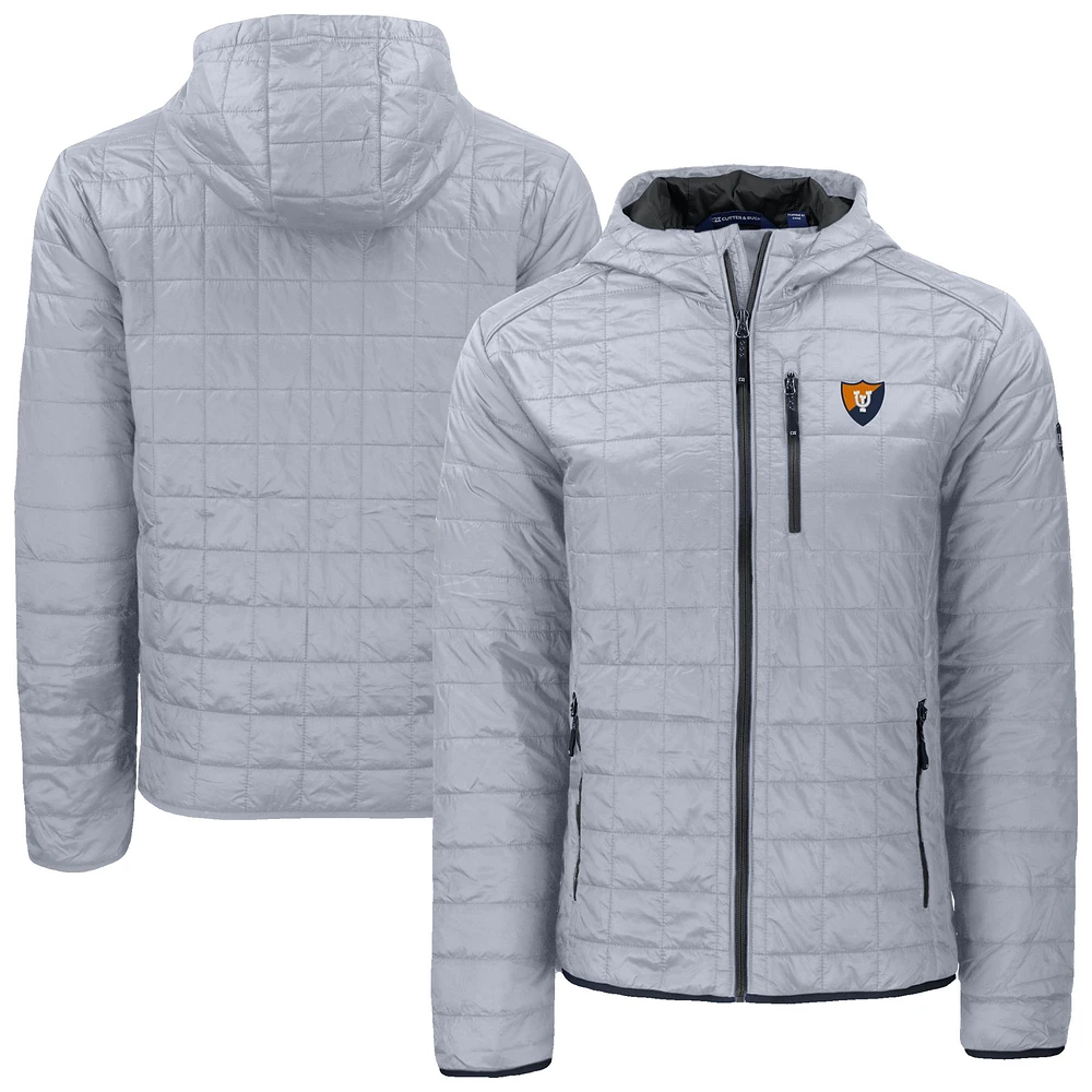 Men's Cutter & Buck Gray Illinois Fighting Illini Rainier Eco PrimaLoft Hooded Full-Zip Jacket