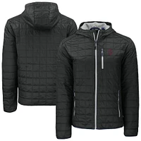 Men's Cutter & Buck  Black Southern Illinois Salukis Rainier Eco PrimaLoft Hooded Full-Zip Jacket
