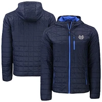 Men's Cutter & Buck  Navy Utah State Aggies Rainier Eco PrimaLoft Hooded Full-Zip Jacket