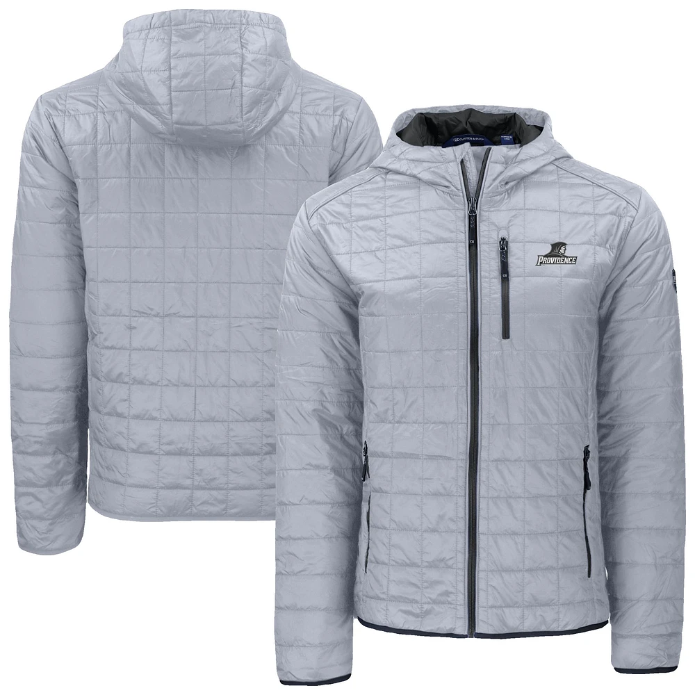 Men's Cutter & Buck  Gray Providence Friars Rainier Eco PrimaLoft Hooded Full-Zip Jacket