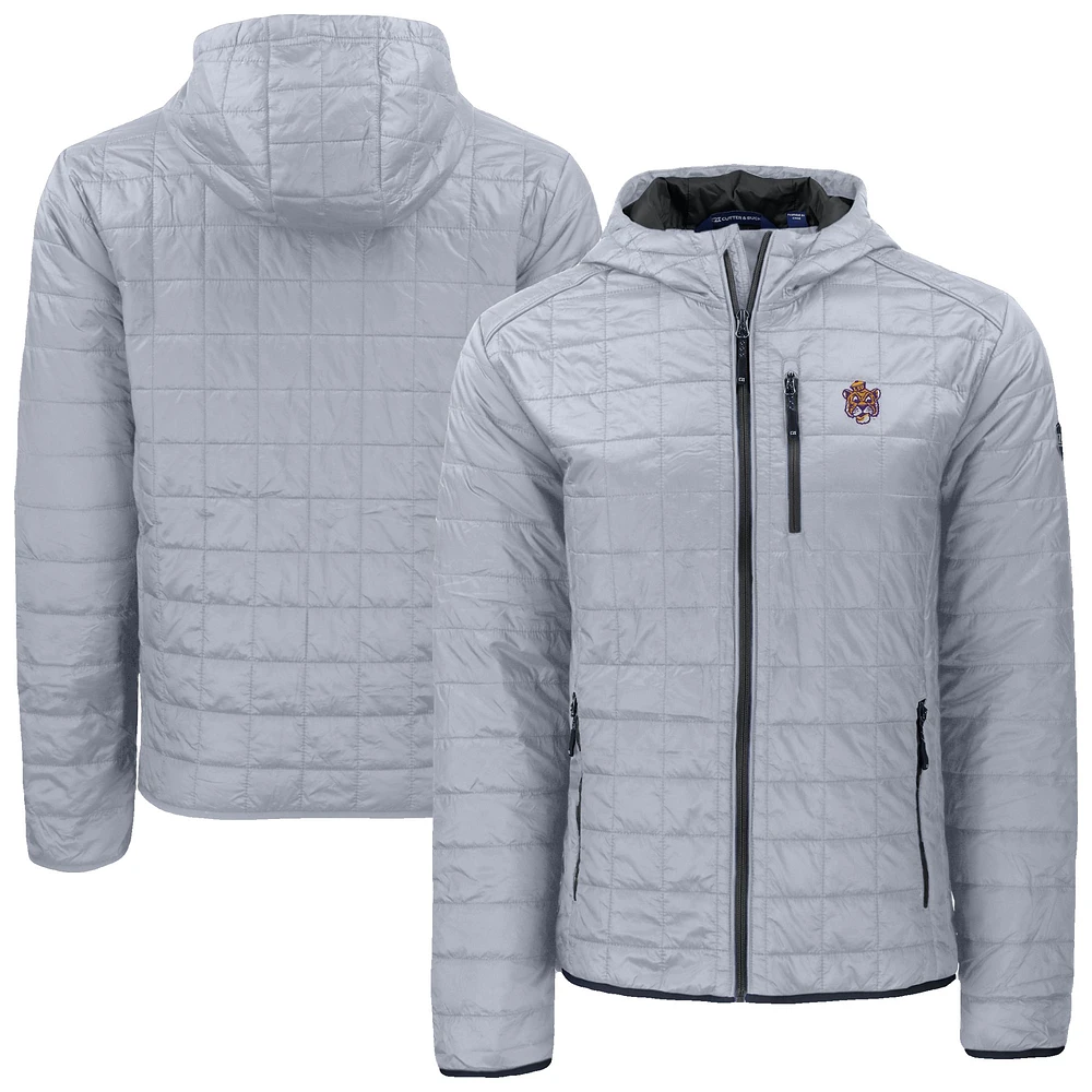 Men's Cutter & Buck Gray LSU Tigers Rainier Eco PrimaLoft Hooded Full-Zip Jacket
