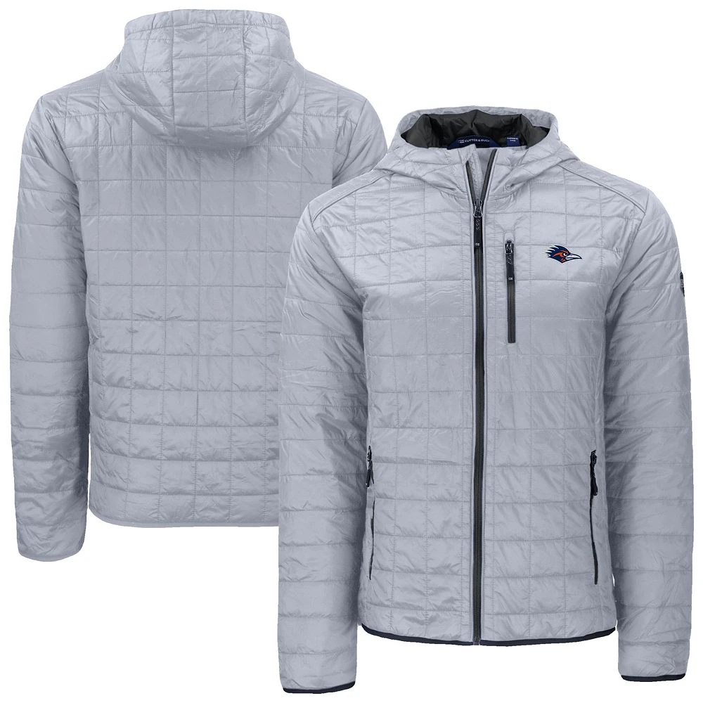 Men's Cutter & Buck Gray UTSA Roadrunners Rainier Eco PrimaLoft Hooded Full-Zip Jacket