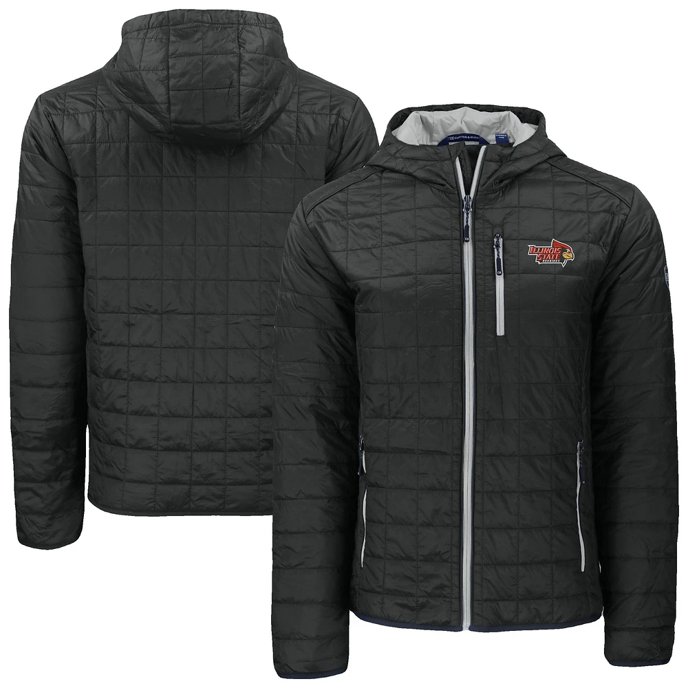 Men's Cutter & Buck Black Illinois State Redbirds Rainier Eco PrimaLoft Hooded Full-Zip Jacket