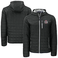 Men's Cutter & Buck Black Ohio State Buckeyes Rainier Eco PrimaLoft Hooded Full-Zip Jacket