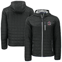 Men's Cutter & Buck Black Ohio State Buckeyes Rainier Eco PrimaLoft Hooded Full-Zip Jacket
