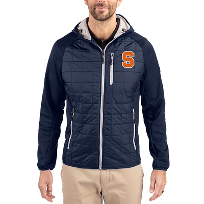 Men's Cutter & Buck  Navy Syracuse Orange Rainier Eco Hybrid PrimaLoft Raglan Full-Zip Jacket