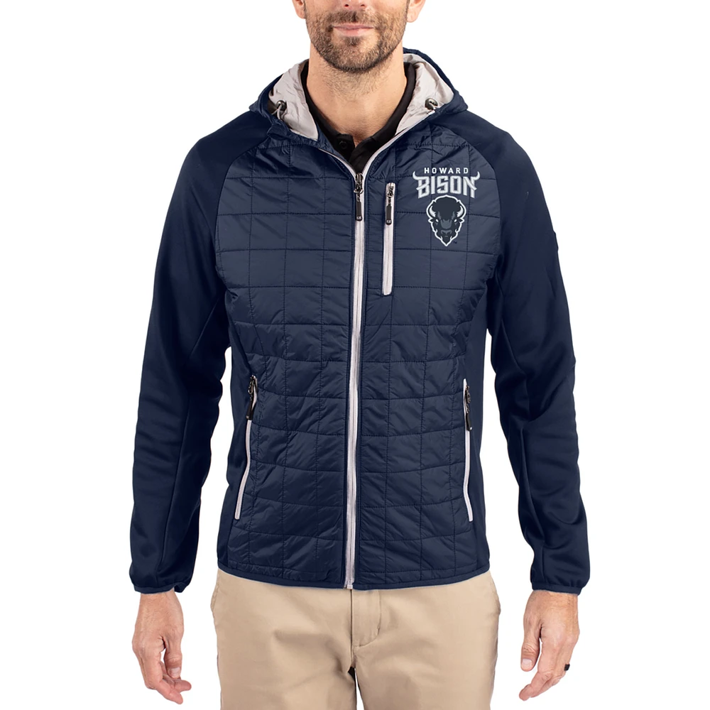 Men's Cutter & Buck Navy Howard Bison Rainier Eco Hybrid PrimaLoft Raglan Full-Zip Jacket