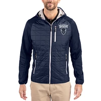 Men's Cutter & Buck  Navy Howard Bison Rainier Eco Hybrid PrimaLoft Raglan Full-Zip Jacket