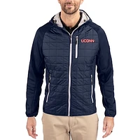 Men's Cutter & Buck  Navy UConn Huskies Rainier Eco Hybrid PrimaLoft Raglan Full-Zip Jacket