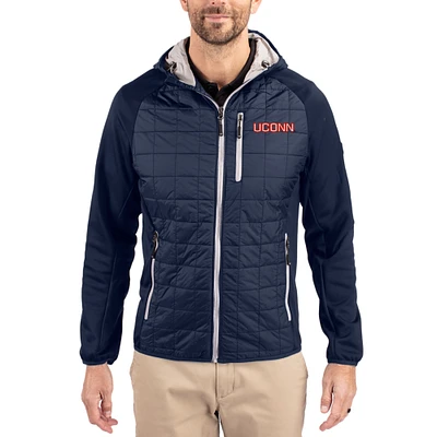 Men's Cutter & Buck  Navy UConn Huskies Rainier Eco Hybrid PrimaLoft Raglan Full-Zip Jacket