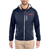 Men's Cutter & Buck  Navy UConn Huskies Rainier Eco Hybrid PrimaLoft Raglan Full-Zip Jacket