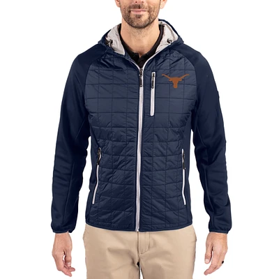 Men's Cutter & Buck  Navy Texas Longhorns Rainier Eco Hybrid PrimaLoft Raglan Full-Zip Jacket