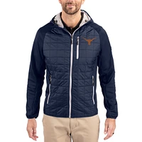 Men's Cutter & Buck  Navy Texas Longhorns Rainier Eco Hybrid PrimaLoft Raglan Full-Zip Jacket