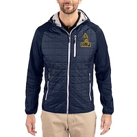 Men's Cutter & Buck  Navy Northern Arizona Lumberjacks Rainier Eco Hybrid PrimaLoft Raglan Full-Zip Jacket