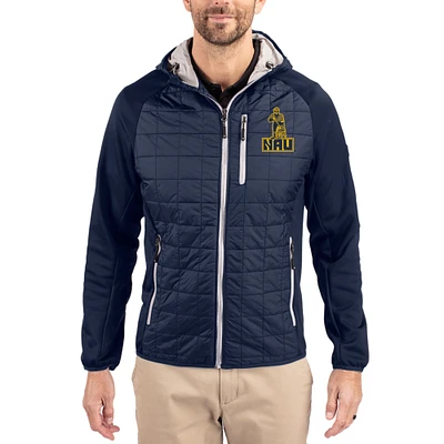 Men's Cutter & Buck  Navy Northern Arizona Lumberjacks Rainier Eco Hybrid PrimaLoft Raglan Full-Zip Jacket