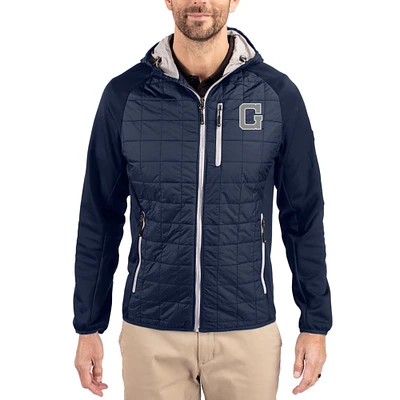 Men's Cutter & Buck  Navy Georgetown Hoyas Rainier Eco Hybrid PrimaLoft Raglan Full-Zip Jacket