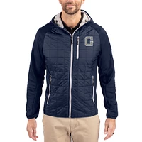 Men's Cutter & Buck  Navy Georgetown Hoyas Rainier Eco Hybrid PrimaLoft Raglan Full-Zip Jacket