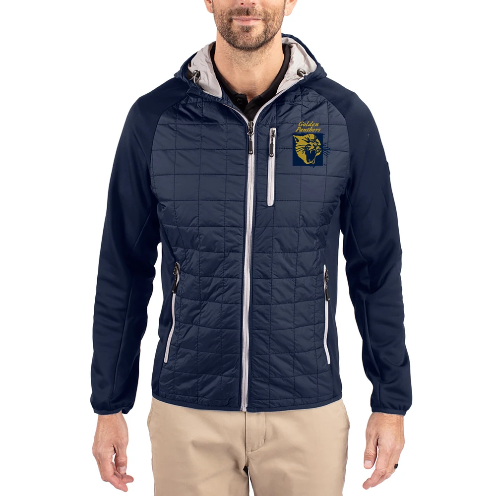 Men's Cutter & Buck Navy FIU Panthers Rainier Eco Hybrid PrimaLoft Raglan Full-Zip Jacket