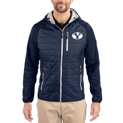 Men's Cutter & Buck  Navy BYU Cougars Rainier Eco Hybrid PrimaLoft Raglan Full-Zip Jacket