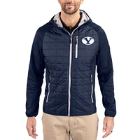 Men's Cutter & Buck  Navy BYU Cougars Rainier Eco Hybrid PrimaLoft Raglan Full-Zip Jacket