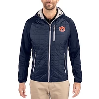 Men's Cutter & Buck Navy Auburn Tigers Rainier Eco Hybrid PrimaLoft Raglan Full-Zip Jacket