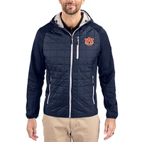 Men's Cutter & Buck Navy Auburn Tigers Rainier Eco Hybrid PrimaLoft Raglan Full-Zip Jacket