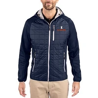 Men's Cutter & Buck  Navy Illinois Fighting Illini Rainier Eco Hybrid PrimaLoft Raglan Full-Zip Jacket