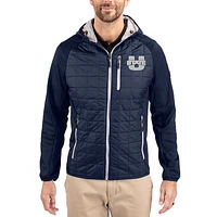 Men's Cutter & Buck  Navy Utah State Aggies Rainier Eco Hybrid PrimaLoft Raglan Full-Zip Jacket
