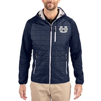 Men's Cutter & Buck  Navy Utah State Aggies Rainier Eco Hybrid PrimaLoft Raglan Full-Zip Jacket