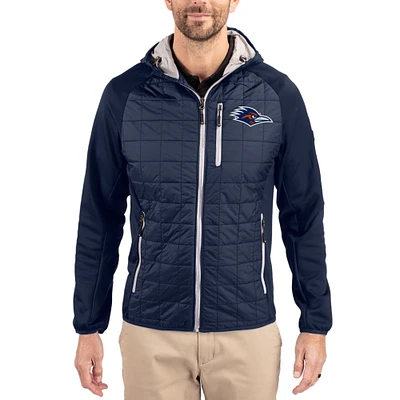 Men's Cutter & Buck  Navy UTSA Roadrunners Rainier Eco Hybrid PrimaLoft Raglan Full-Zip Jacket
