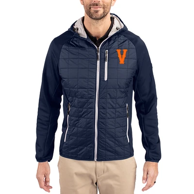 Men's Cutter & Buck  Navy Virginia Cavaliers Rainier Eco Hybrid PrimaLoft Raglan Full-Zip Jacket
