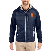 Men's Cutter & Buck  Navy Virginia Cavaliers Rainier Eco Hybrid PrimaLoft Raglan Full-Zip Jacket