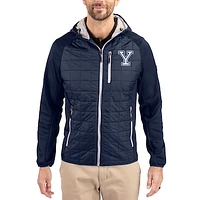 Men's Cutter & Buck  Navy Yale Bulldogs Rainier Eco Hybrid PrimaLoft Raglan Full-Zip Jacket