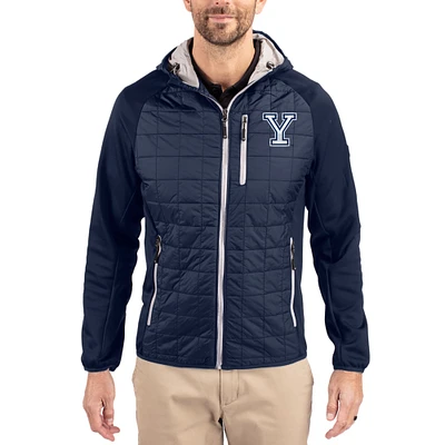 Men's Cutter & Buck  Navy Yale Bulldogs Rainier Eco Hybrid PrimaLoft Raglan Full-Zip Jacket