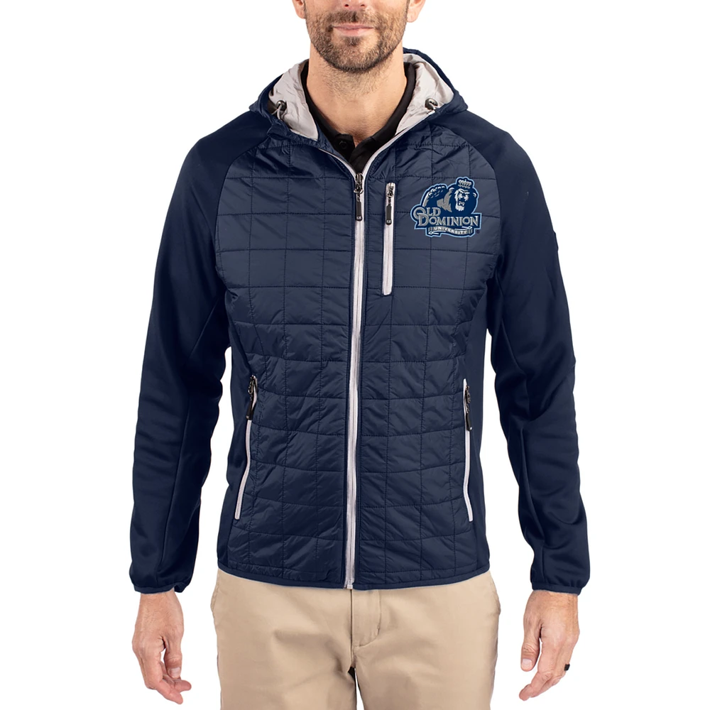 Men's Cutter & Buck Navy Old Dominion Monarchs Rainier Eco Hybrid PrimaLoft Raglan Full-Zip Jacket