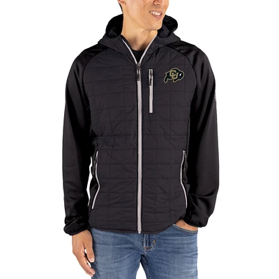 Men's Cutter & Buck  Black Colorado Buffaloes Rainier Eco Hybrid PrimaLoft Raglan Full-Zip Jacket