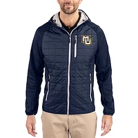 Men's Cutter & Buck  Navy Marquette Golden Eagles Rainier Eco Hybrid PrimaLoft Raglan Full-Zip Jacket