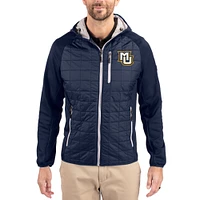 Men's Cutter & Buck  Navy Marquette Golden Eagles Rainier Eco Hybrid PrimaLoft Raglan Full-Zip Jacket