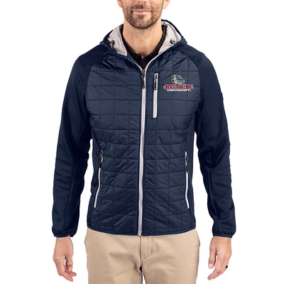 Men's Cutter & Buck  Navy Gonzaga Bulldogs Rainier Eco Hybrid PrimaLoft Raglan Full-Zip Jacket