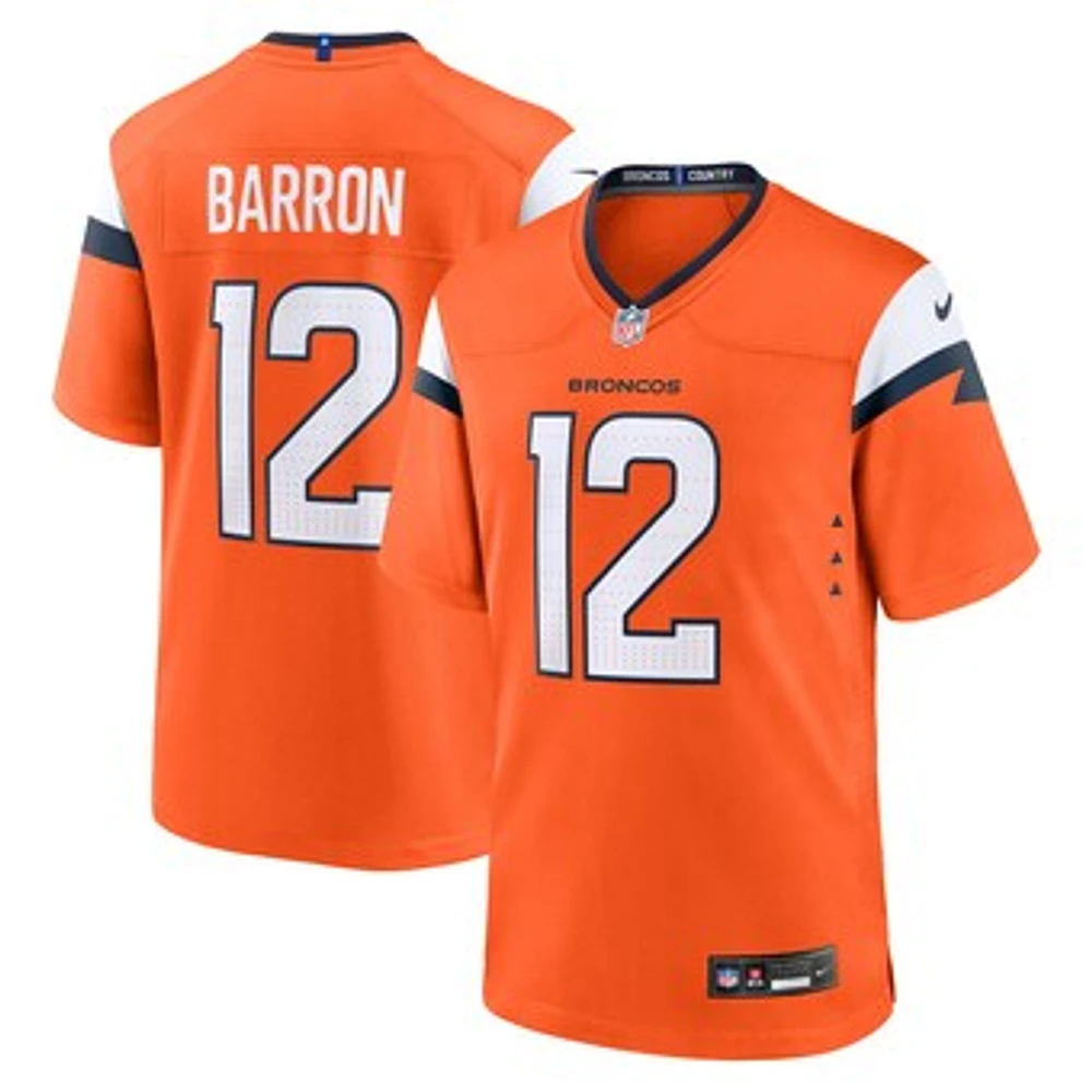 Men's Nike Jahdae Barron Orange Denver Broncos 2025 NFL Draft First Round Pick Game Jersey
