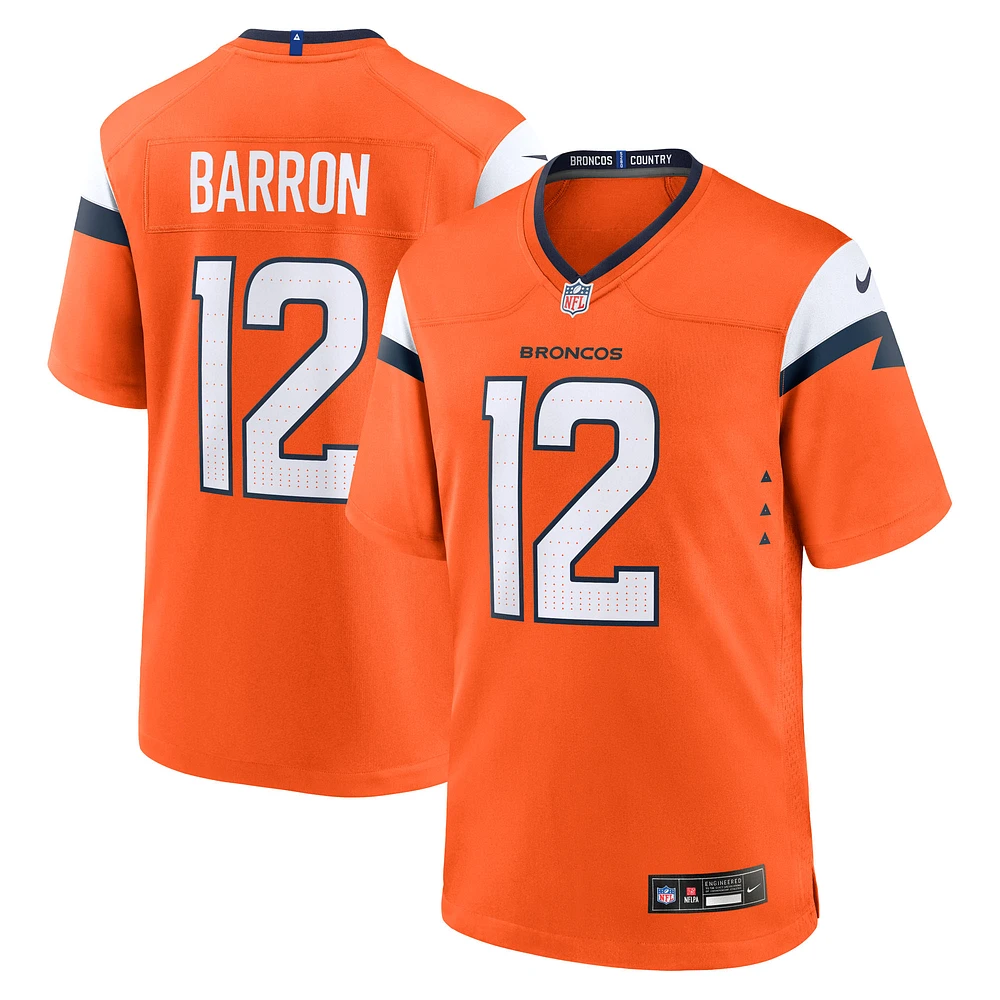 Men's Nike Jahdae Barron Orange Denver Broncos 2025 NFL Draft First Round Pick Game Jersey